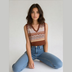 Pink Rose striped V-neck vest, size Medium, New with Tag